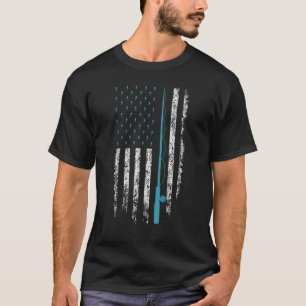 Fishing  For Men Distressed Us Flag Fishing Rod T-Shirt