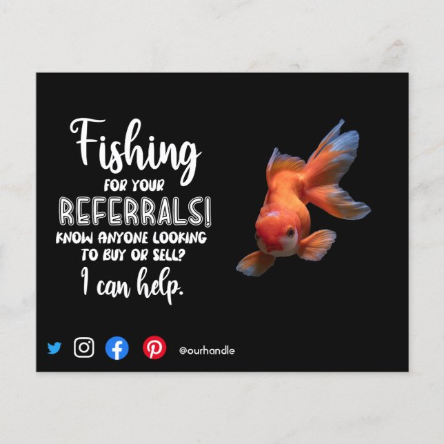 fishing for referrals mailer real estate marketing flyer (Front)