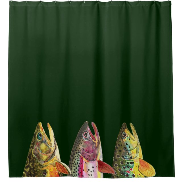 Fishing for Three Fat Trout Shower Curtain (Front)