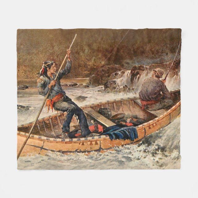 “Fishing for Trout” Western Art by Frank Feller Fleece Blanket (Front (Horizontal))