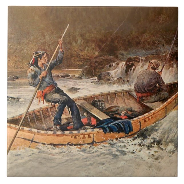 “Fishing for Trout” Western Art by Frank Feller Tile (Front)