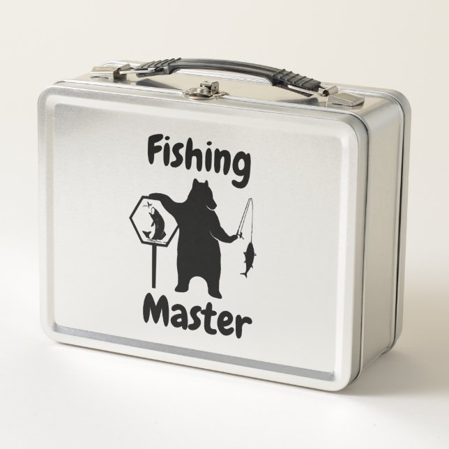 Fishing, Funny Fishing, Bear fishing, Fishing love Metal Lunch Box (Front)