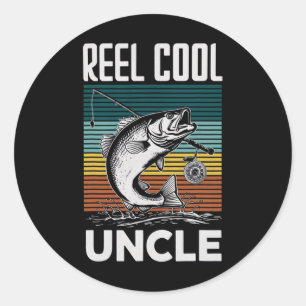 Fishing Funny Mens Reel Cool Uncle For Men  Classic Round Sticker