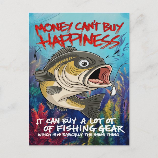 Fishing Gear Happiness Postcard (Front)