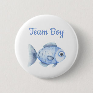 Fishing Gender Reveal - Team Boy 6 Cm Round Badge