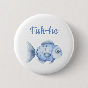 Fishing Gender Reveal - Team Boy Fish-he 6 Cm Round Badge
