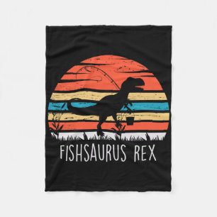 Fishing Gifts Shirt For Boys Fishsaurus T Rex Dino Fleece Blanket