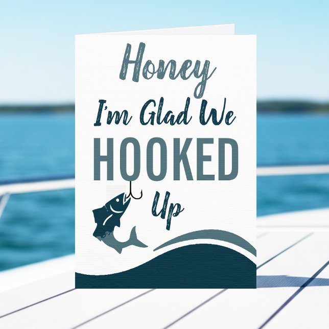 Fishing Glad We Hooked Up Funny Happy Birthday Card (Creator Uploaded)