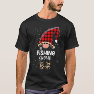 Fishing Gnome Buffalo Plaid Matching Family Christ T-Shirt
