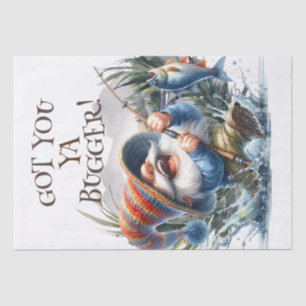 Fishing Gnome Decoupage Personalise Text Tissue Paper
