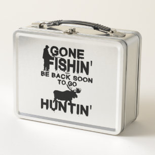 Fishing gone fishing rod fish fishing line metal lunch box