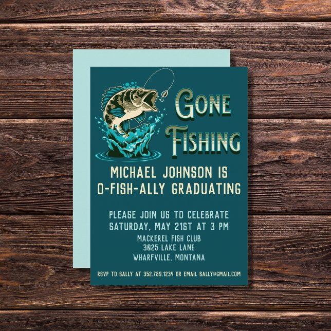 Fishing Graduation Party - Gone Fishing Invitation (Creator Uploaded)