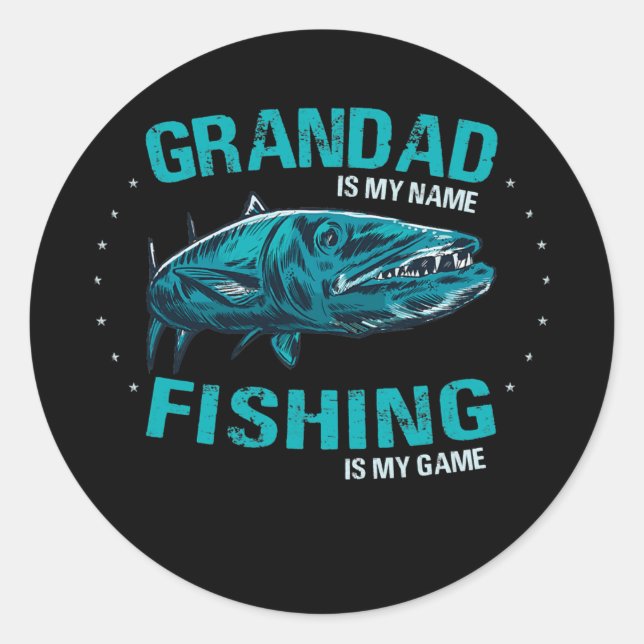 Fishing Grandad Fathers Day for Dad fisherman  Classic Round Sticker (Front)