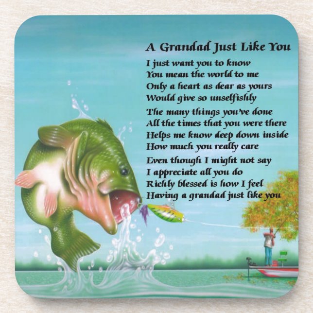 Fishing - Grandad Poem Coaster (Front)