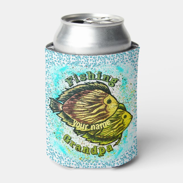 Fishing Grandpa   can cooler (Can Front)