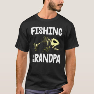 Fishing Grandpa Skeleton Fish Bone Tee Sharp Teeth