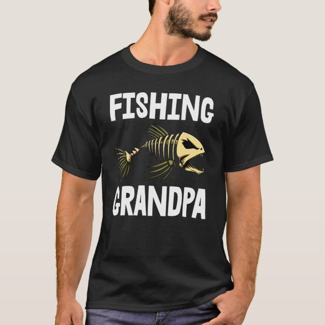 Fishing Grandpa Tee Skeleton Fish Bone Tee Sharp T (Front)