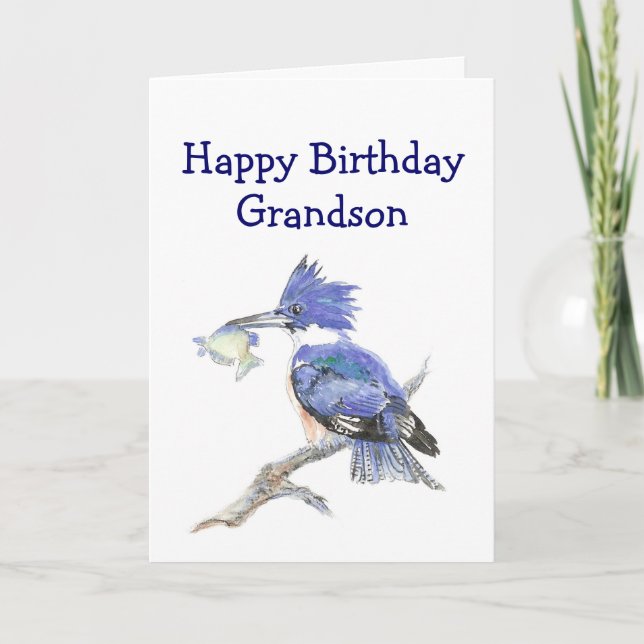 Fishing Grandson  Birthday Humour The Kingfisher Card (Front)