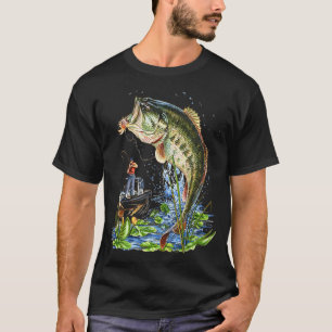 Fishing Graphic Large Mouth Bass Fish T-Shirt