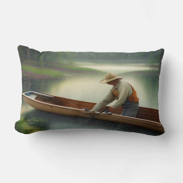 Fishing Graphic Lumbar Cushion (Front)