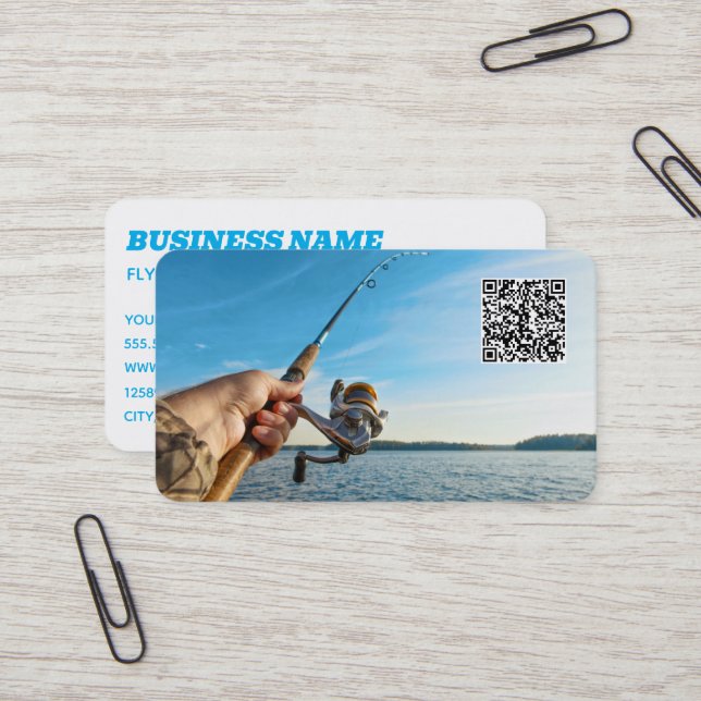 Fishing Guide Custom QR Business Card (Front/Back In Situ)