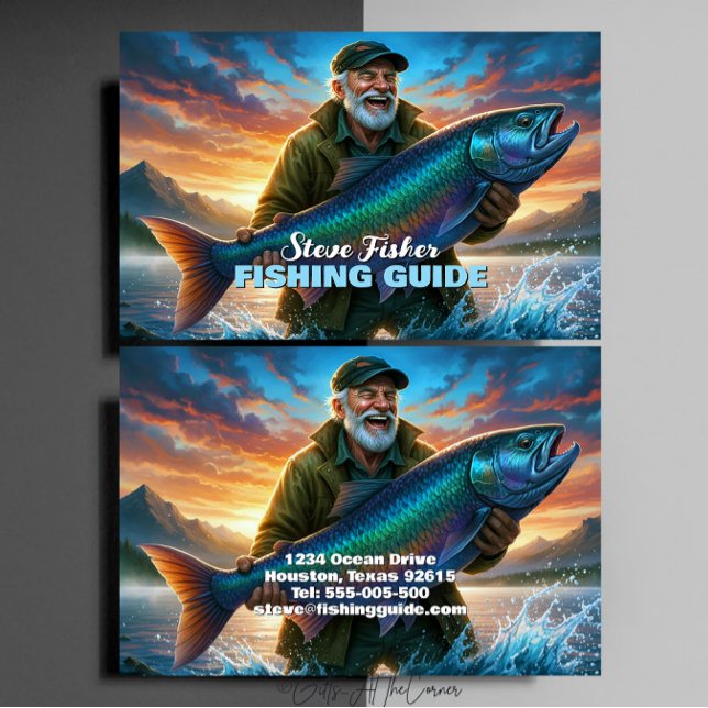 Fishing Guide Fisherman Fish Lake Ocean Business Card (Creator Uploaded)