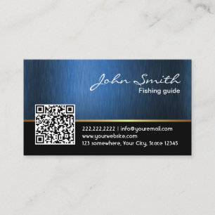 Fishing Guide Navy Blue Professional QR Code Business Card