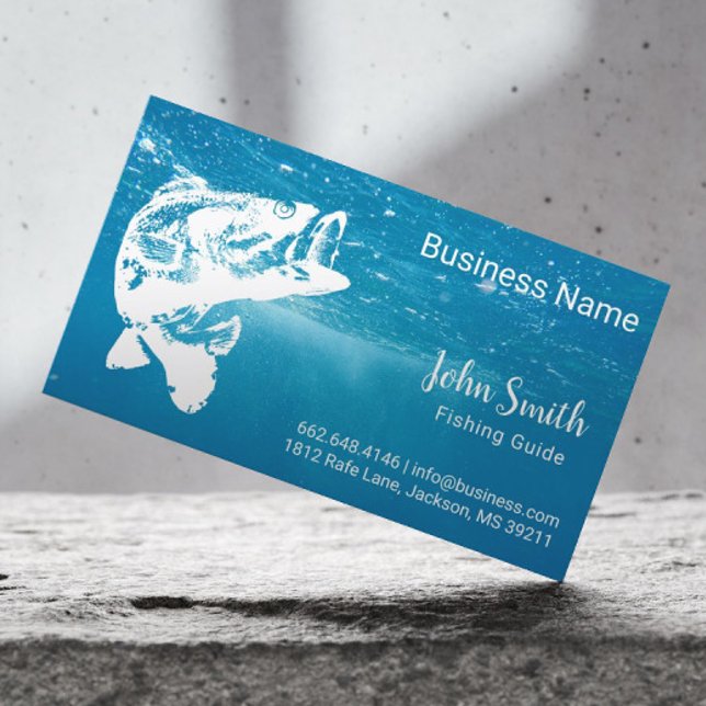 Fishing Guide Service Blue Water Business Card (Creator Uploaded)