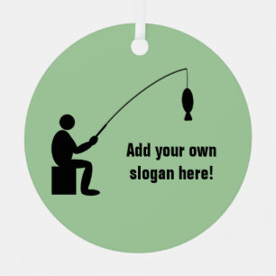 Fishing Guy - Angler with fish on line - any colou Metal Tree Decoration