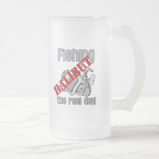 Fishing Halibut The Reel Deal Fishing Frosted Glass Beer Mug