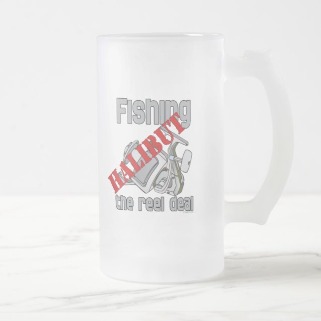 Fishing Halibut The Reel Deal Fishing Frosted Glass Beer Mug (Right)