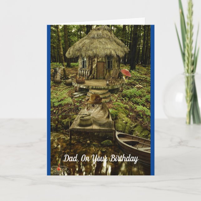 Fishing Hamster Dad Birthday Card (Front)