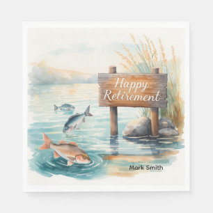 Fishing happy retirement for Anglers Napkin