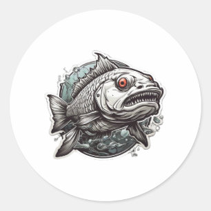 fishing hardcore strike fish classic round sticker