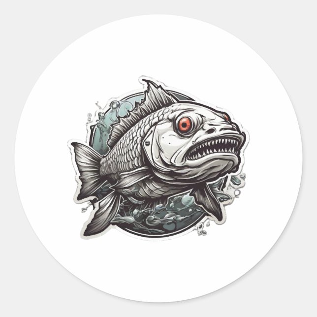 fishing hardcore strike fish classic round sticker (Front)