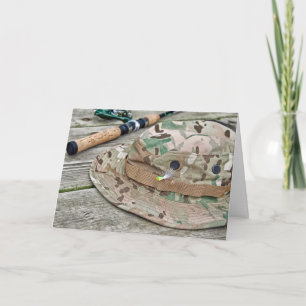 fishing hat and pole birthday card