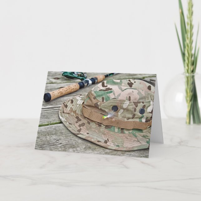 fishing hat and pole birthday card (Front)