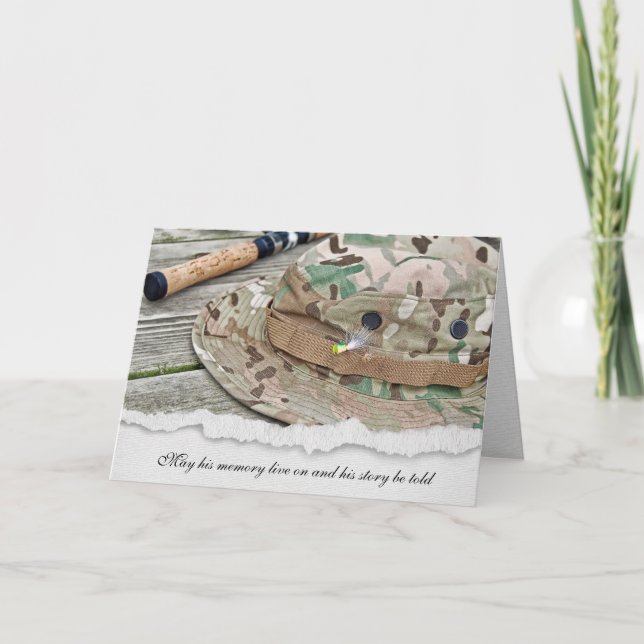 fishing hat and pole sympathy card (Front)