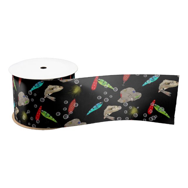 Fishing Hats and Lures with Bubbles Satin Ribbon (Spool)