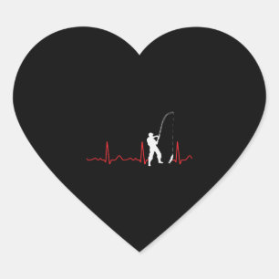 Fishing - heart line heartbeat pulse red sticker