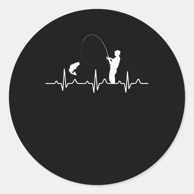 Fishing Heartbeat Classic Round Sticker (Front)