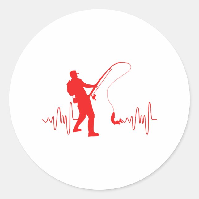Fishing Heartbeat Fisherman Fishing Lovers Fish Classic Round Sticker (Front)