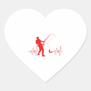 Fishing Heartbeat Fisherman Fishing Lovers Fish Heart Sticker