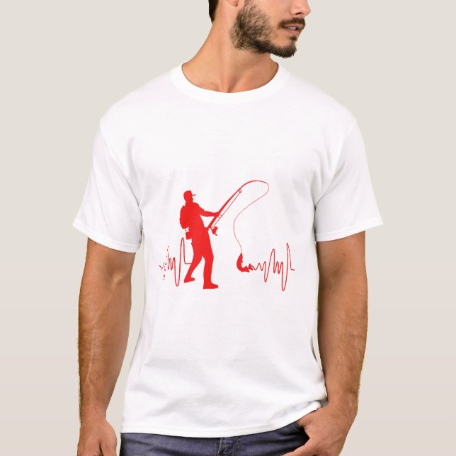 Fishing Heartbeat Fisherman Fishing Lovers Fish T-Shirt (Front)