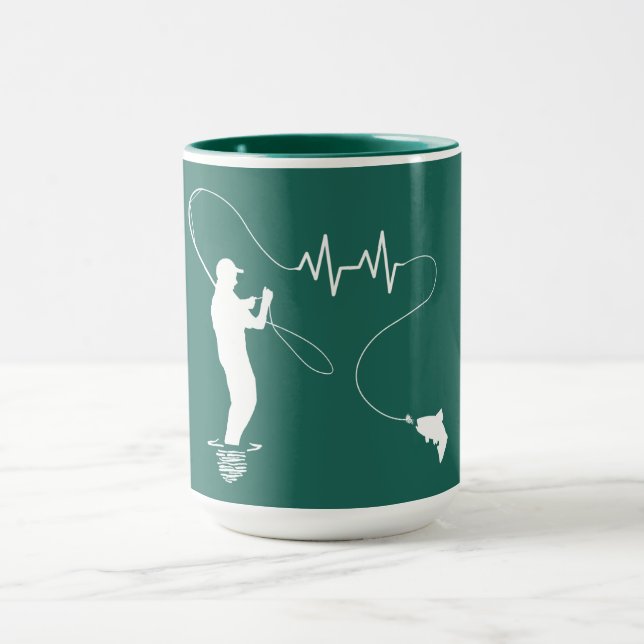 Fishing Heartbeat Fly Fishing Guy Mug (Center)