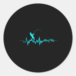 Fishing Heartbeat Funny Design For Fisherman Classic Round Sticker