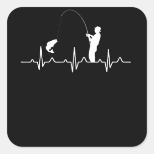 Fishing Heartbeat Square Sticker
