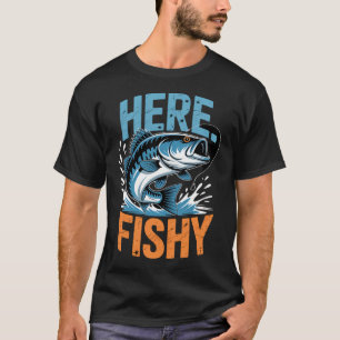Fishing Here-Fishy Men Teen Boy Bass Dad Funny 2 T-Shirt