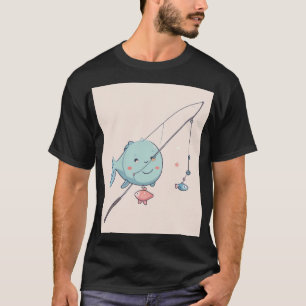 Fishing Hobby Gift Cute Kawaii Fishing Rod Fish Ro T-Shirt