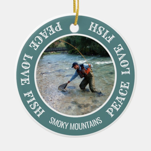 Fishing Holiday Custom Your Photo Ceramic Tree Decoration (Front)